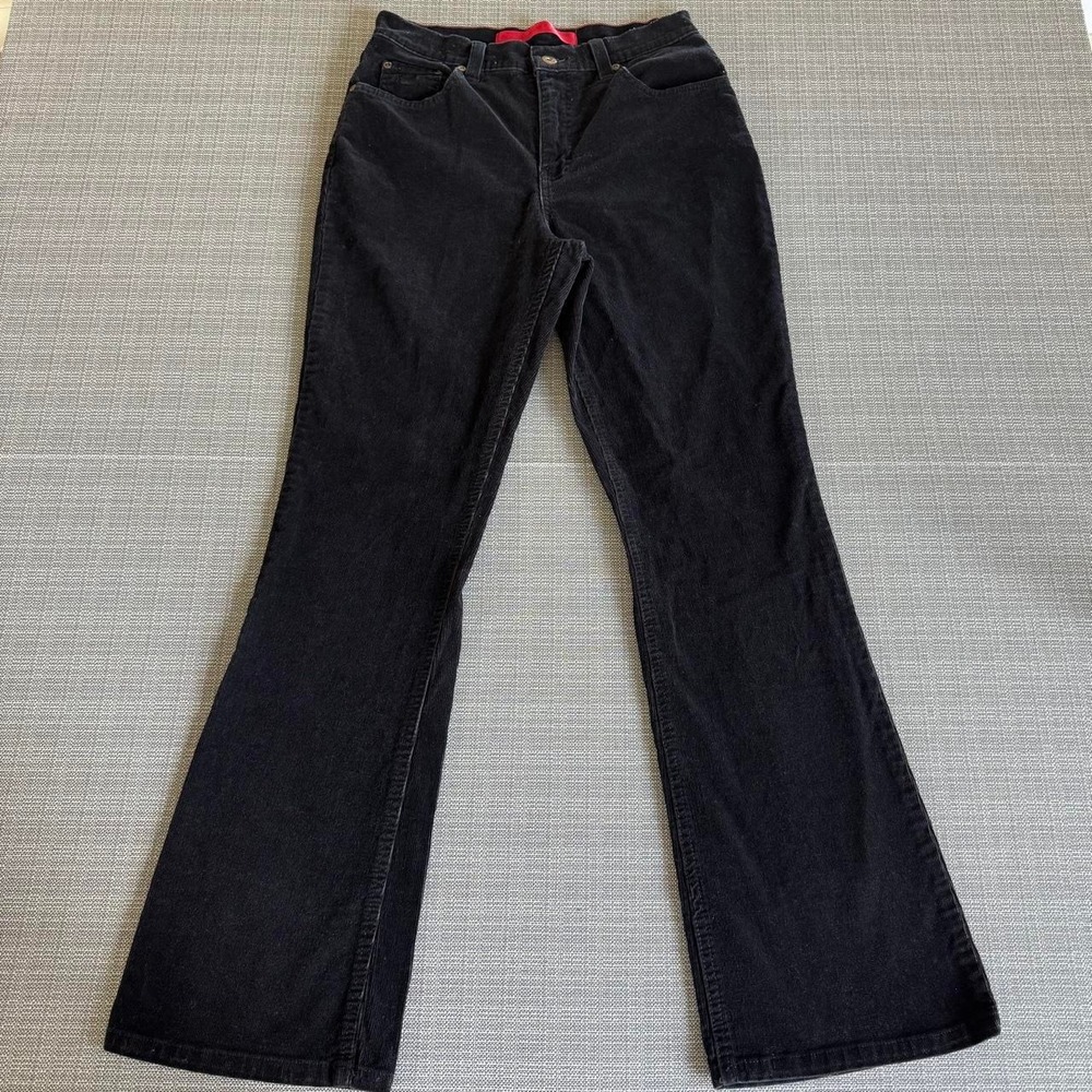 Gloria Vanderbilt black corduroy flare pants women's size 8